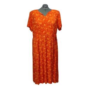 Vintage Aline LANE BRYANT Orange Floral Plus Size Designs Dress Size 28